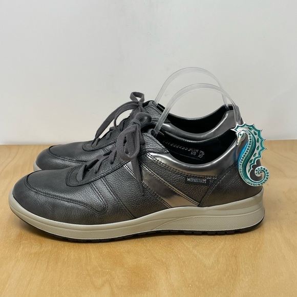 Mephisto Shoes - Mephisto * Runoff Air Jet System Leather Sneakers Metallic Pewter Size 10